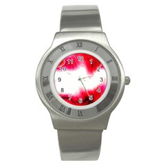 Abstract Pink Page Border Stainless Steel Watch