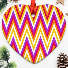 Colorful Chevrons Zigzag Pattern Seamless Heart Ornament (two Sides) by Simbadda