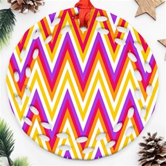 Colorful Chevrons Zigzag Pattern Seamless Round Filigree Ornament (two Sides) by Simbadda