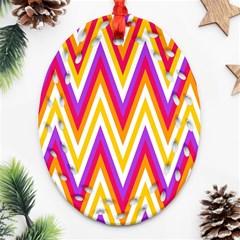 Colorful Chevrons Zigzag Pattern Seamless Oval Filigree Ornament (two Sides) by Simbadda