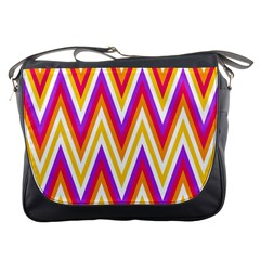 Colorful Chevrons Zigzag Pattern Seamless Messenger Bags by Simbadda