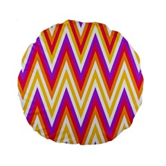 Colorful Chevrons Zigzag Pattern Seamless Standard 15  Premium Round Cushions by Simbadda