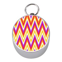 Colorful Chevrons Zigzag Pattern Seamless Mini Silver Compasses by Simbadda