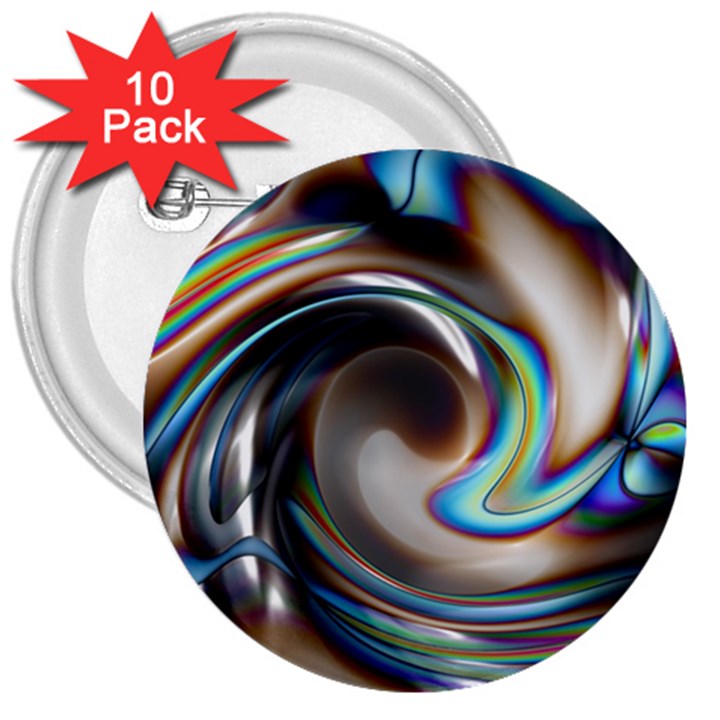 Twirl Liquid Crystal 3  Buttons (10 pack) 