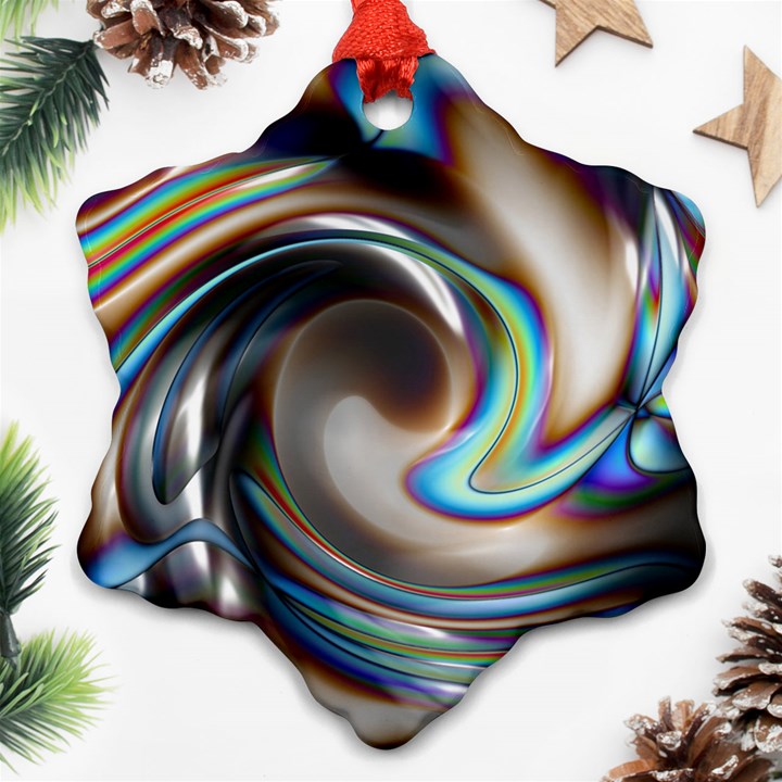 Twirl Liquid Crystal Snowflake Ornament (Two Sides)