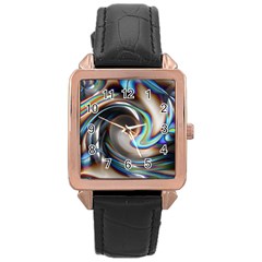 Twirl Liquid Crystal Rose Gold Leather Watch  by Simbadda