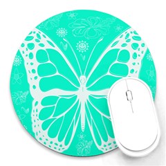 Butterfly Cut Out Flowers Round Mousepads by Simbadda