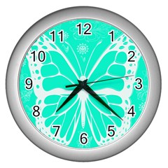 Butterfly Cut Out Flowers Wall Clocks (silver)  by Simbadda