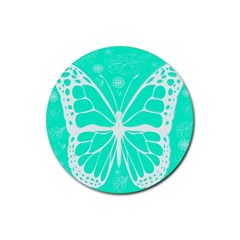 Butterfly Cut Out Flowers Rubber Coaster (round)  by Simbadda