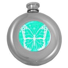 Butterfly Cut Out Flowers Round Hip Flask (5 Oz) by Simbadda