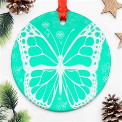 Butterfly Cut Out Flowers Round Ornament (two Sides)