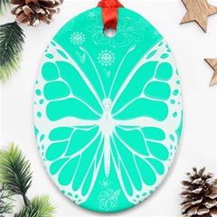 Butterfly Cut Out Flowers Oval Ornament (two Sides) by Simbadda