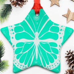 Butterfly Cut Out Flowers Star Ornament (two Sides)