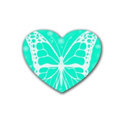 Butterfly Cut Out Flowers Rubber Coaster (heart)  by Simbadda