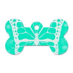 Butterfly Cut Out Flowers Dog Tag Bone (one Side) by Simbadda