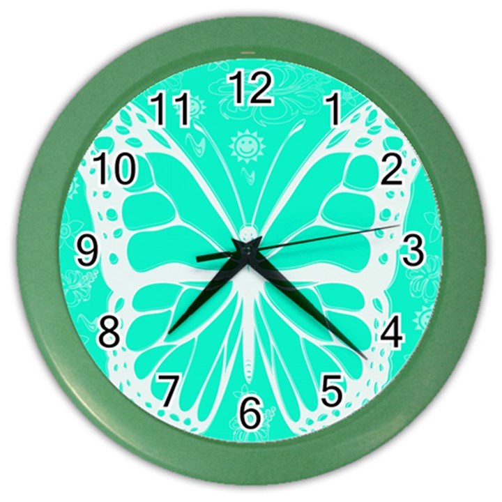 Butterfly Cut Out Flowers Color Wall Clocks