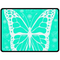 Butterfly Cut Out Flowers Fleece Blanket (large)  by Simbadda