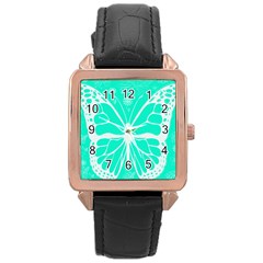 Butterfly Cut Out Flowers Rose Gold Leather Watch  by Simbadda