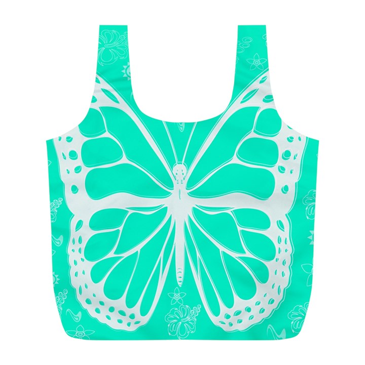 Butterfly Cut Out Flowers Full Print Recycle Bags (L) 