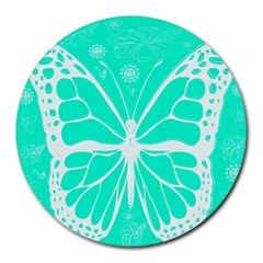 Butterfly Cut Out Flowers Round Mousepads by Simbadda