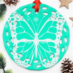 Butterfly Cut Out Flowers Round Filigree Ornament (two Sides) by Simbadda