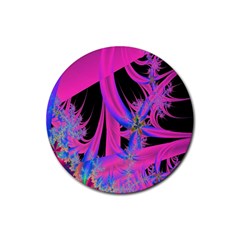 Fractal In Bright Pink And Blue Rubber Round Coaster (4 Pack)  by Simbadda