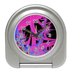 Fractal In Bright Pink And Blue Travel Alarm Clocks by Simbadda