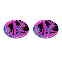 Fractal In Bright Pink And Blue Cufflinks (oval) by Simbadda