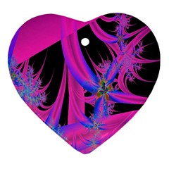 Fractal In Bright Pink And Blue Heart Ornament (two Sides) by Simbadda