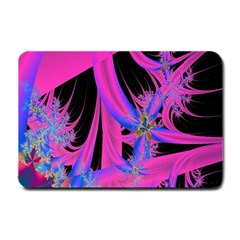 Fractal In Bright Pink And Blue Small Doormat  by Simbadda