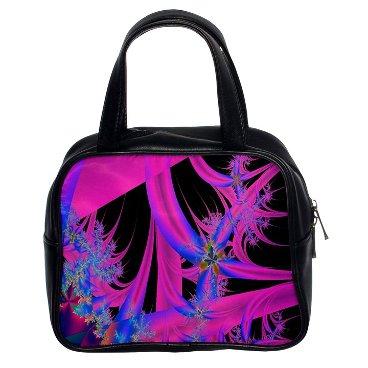 Fractal In Bright Pink And Blue Classic Handbags (2 Sides)