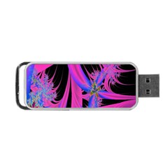 Fractal In Bright Pink And Blue Portable Usb Flash (one Side) by Simbadda