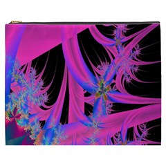 Fractal In Bright Pink And Blue Cosmetic Bag (xxxl)  by Simbadda