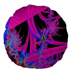 Fractal In Bright Pink And Blue Large 18  Premium Flano Round Cushions by Simbadda