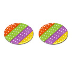 Colorful Easter Ribbon Background Cufflinks (oval) by Simbadda