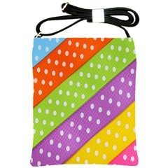 Colorful Easter Ribbon Background Shoulder Sling Bags by Simbadda