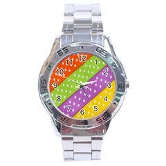 Colorful Easter Ribbon Background Stainless Steel Analogue Watch by Simbadda