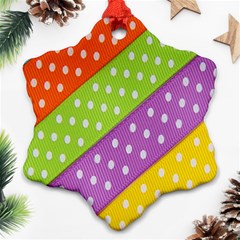 Colorful Easter Ribbon Background Snowflake Ornament (two Sides) by Simbadda