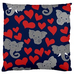 Elephant Lover Hearts Elephants Large Cushion Case (two Sides) by BubbSnugg