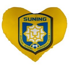 Jiangsu Suning F C  Large 19  Premium Flano Heart Shape Cushions by Valentinaart