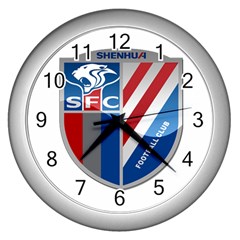 Shanghai Greenland Shenhua F C  Wall Clocks (silver)  by Valentinaart