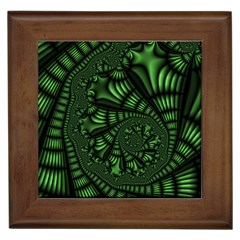 Fractal Drawing Green Spirals Framed Tiles by Simbadda