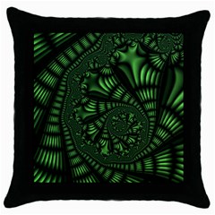 Fractal Drawing Green Spirals Throw Pillow Case (black) by Simbadda