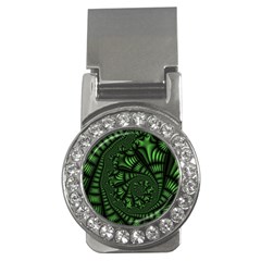 Fractal Drawing Green Spirals Money Clips (cz)  by Simbadda