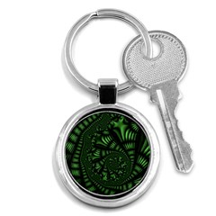 Fractal Drawing Green Spirals Key Chains (round)  by Simbadda