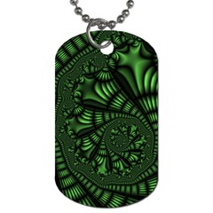 Fractal Drawing Green Spirals Dog Tag (one Side) by Simbadda