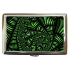 Fractal Drawing Green Spirals Cigarette Money Cases by Simbadda