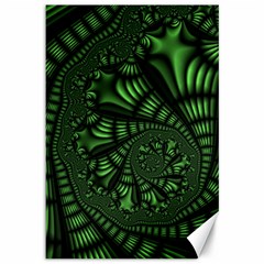 Fractal Drawing Green Spirals Canvas 12  X 18   by Simbadda