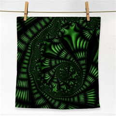 Fractal Drawing Green Spirals Face Towel by Simbadda