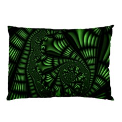 Fractal Drawing Green Spirals Pillow Case by Simbadda